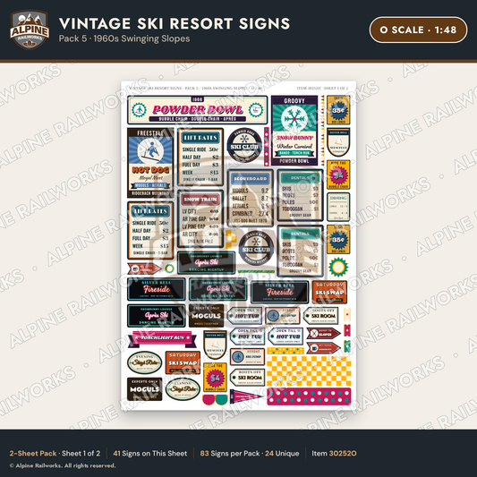 Alpine Railworks 30252O O Scale Vintage Ski Resort Signs