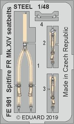 Eduard FE981 1/48 Spitfire FR Mk.XIV Seatbelts Steel for Airfix