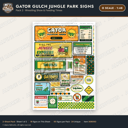 Alpine Railworks 30805O O Scale Roadside Signs - Alligator Park