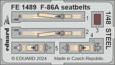 Eduard FE1489 1/48 F-86A Seatbelts STEEL Zoom Set for CLEAR PROP