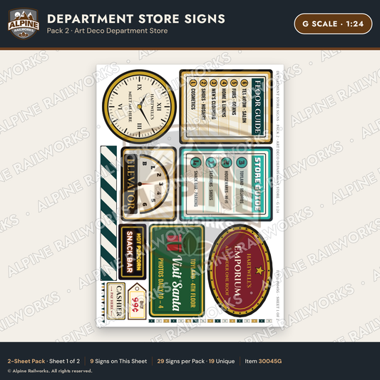 Alpine Railworks 30045G G Scale Department Store Signs