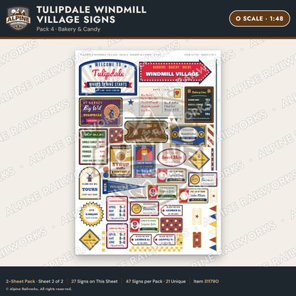 Alpine Railworks 31179O O Scale Roadside Signs - Windmill Village