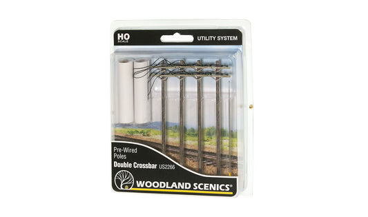 Woodland Scenics US2266 HO Scale Pre-Wired Poles - Double Crossbar