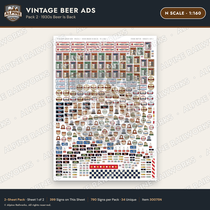 Alpine Railworks 30075N N Scale Vintage Beer Ads - 1930s Beer Is Back