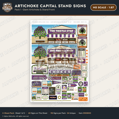 Alpine Railworks 31008HO HO Scale Roadside Signs - Giant Artichoke