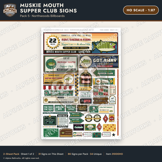 Alpine Railworks 31000HO HO Scale Roadside Signs - Giant Fish