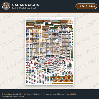 Alpine Railworks 30381N N Scale Canada Signs - Maple Syrup Shack