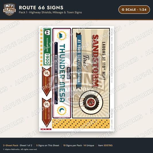 Alpine Railworks 30578G G Scale Route 66 Highway Signs