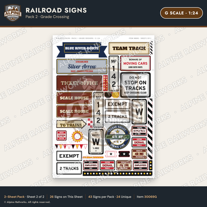 Alpine Railworks 30069G G Scale Railroad Signs - Grade Crossing