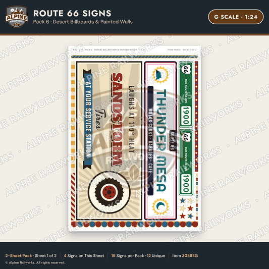 Alpine Railworks 30583G G Scale Route 66 Highway Signs