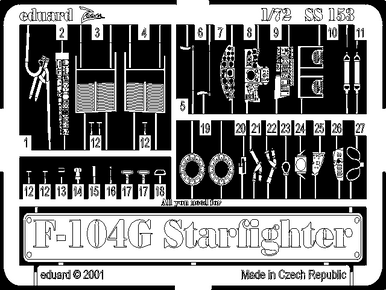 Eduard SS153 1/72 F-104G Starfighter Photo Etch Interior Detail Set