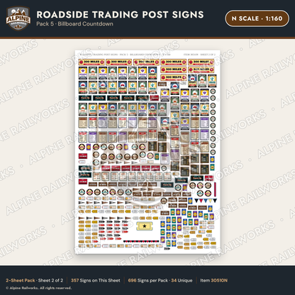 Alpine Railworks 30510N N Scale Roadside Trading Post Signs