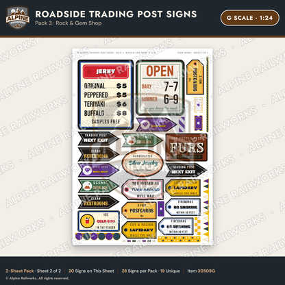 Alpine Railworks 30508G G Scale Roadside Trading Post Signs - Rock