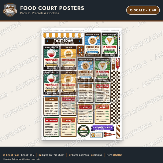 Alpine Railworks 30201O O Scale Food Court Posters - Pretzels
