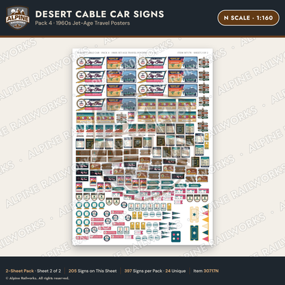 Alpine Railworks 30717N N Scale Tourist Signs - Desert Cable Car