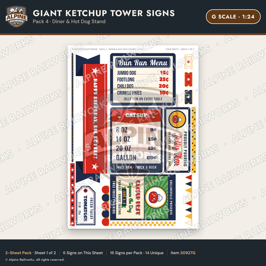 Alpine Railworks 30927G G Scale Roadside Signs - Ketchup Bottle Tower