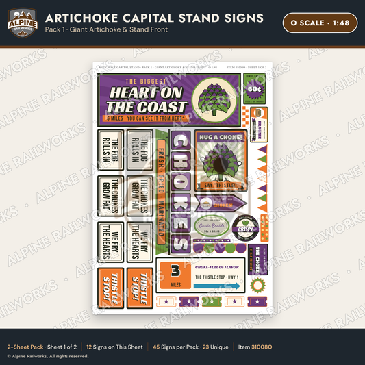 Alpine Railworks 31008O O Scale Roadside Signs - Giant Artichoke