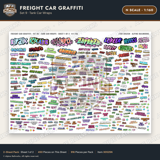 Alpine Railworks 30525N N Scale Freight Car Graffiti Cut-Outs