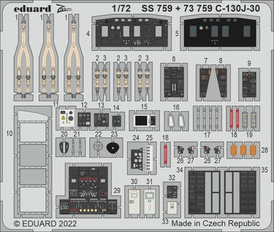Eduard SS759 1/72 C-130J-30 for Zvezda Photo Etch Detail Set