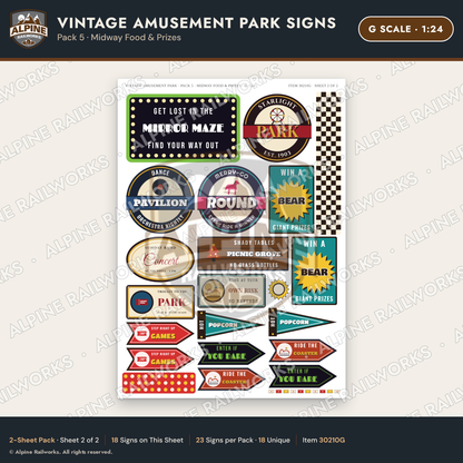 Alpine Railworks 30210G G Scale Vintage Amusement Park Signs