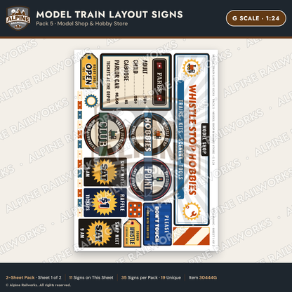Alpine Railworks 30444G G Scale Model Train Layout Signs - Model Shop