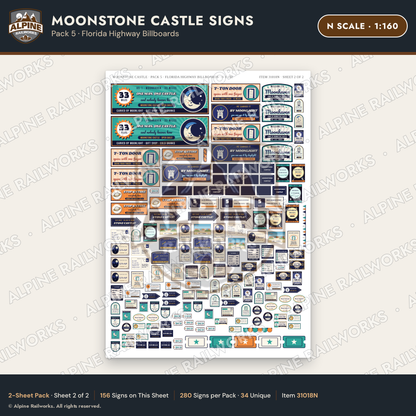 Alpine Railworks 31018N N Scale Roadside Signs - Stone Castle