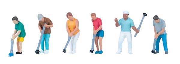 Faller 151693 HO Scale Miniature Golf Players -- pkg(6)
