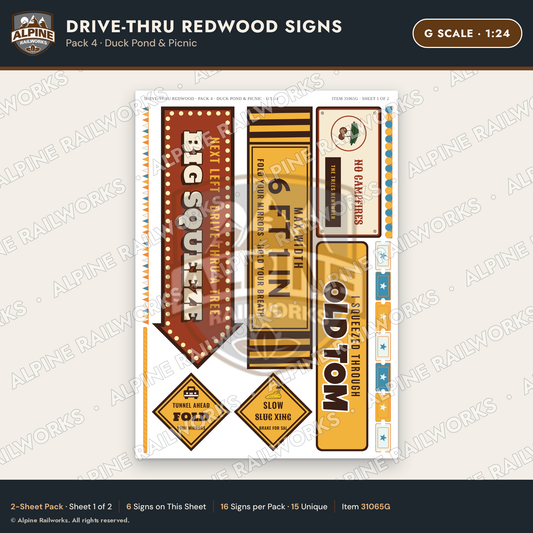 Alpine Railworks 31065G G Scale Roadside Signs - Drive-Thru Tree
