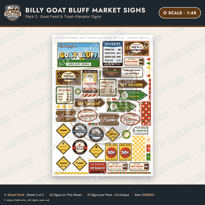 Alpine Railworks 30865O O Scale Roadside Signs - Goats on the Roof