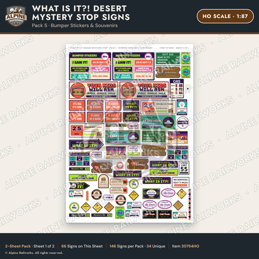 Alpine Railworks 30754HO HO Scale Roadside Signs - Desert Mystery Stop