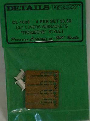 Details West 1028 HO Scale "Trombone" Cut Levers w/Brackets pkg(4) -- Style I