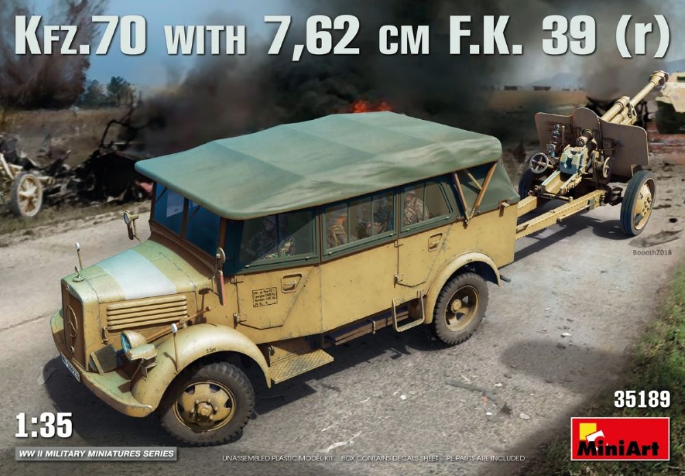 Miniart Models 35189 1/35 WWII German Kfz 70 Cargo Truck w/7.62cm FK39(r) Field