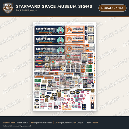 Alpine Railworks 31150N N Scale Roadside Signs - Space Museum