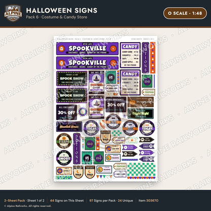 Alpine Railworks 30367O O Scale Halloween Signs - Costume