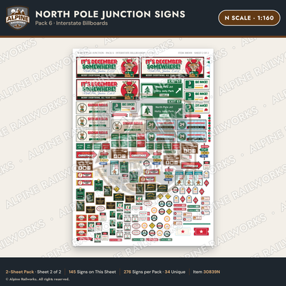 Alpine Railworks 30839N N Scale Roadside Signs - Christmas Town