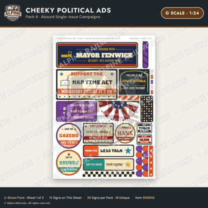 Alpine Railworks 30061G G Scale Cheeky Political Ads