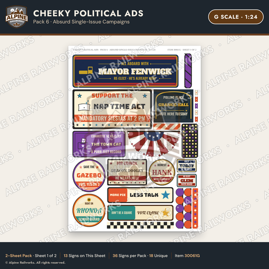Alpine Railworks 30061G G Scale Cheeky Political Ads