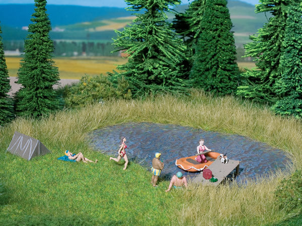 Noch 7442 HO Scale Natur+ Bathing Lake -- Bathing Lake, Meadow, 10 Grass Tufts