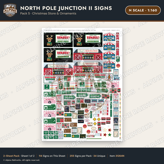 Alpine Railworks 31264N N Scale Christmas Town Signs - Christmas Store