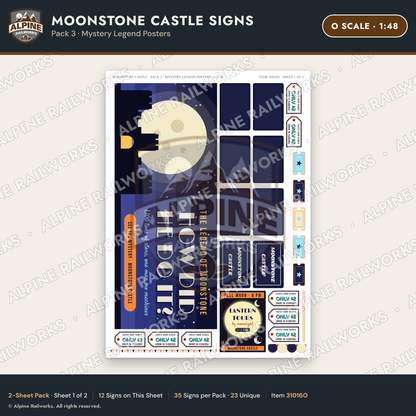 Alpine Railworks 31016O O Scale Roadside Signs - Stone Castle