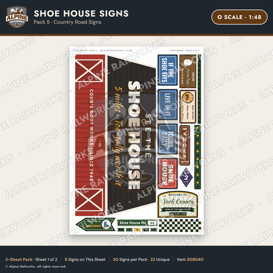 Alpine Railworks 30904O O Scale Roadside Attraction Signs - Shoe House