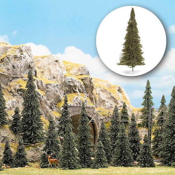 Busch 6472 A Scale Pine Trees -- (60 Trees, Various Sizes)