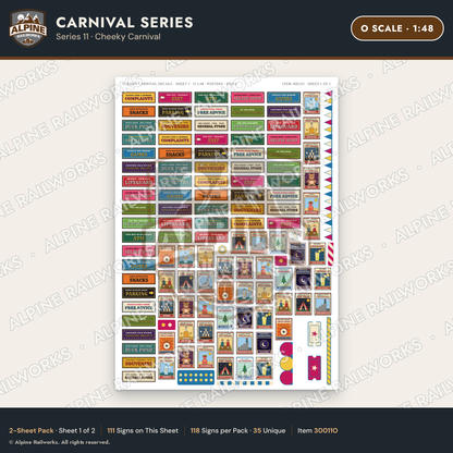 Alpine Railworks 30011O O Scale Carnival Signs - Cheeky Carnival