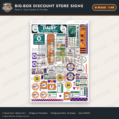 Alpine Railworks 30683O O Scale Big-Box Discount Store Signs