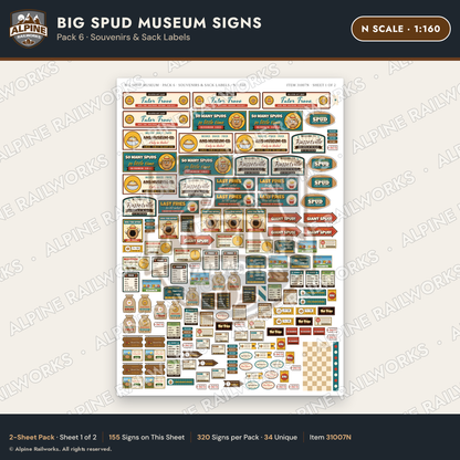 Alpine Railworks 31007N N Scale Roadside Signs - Potato Museum