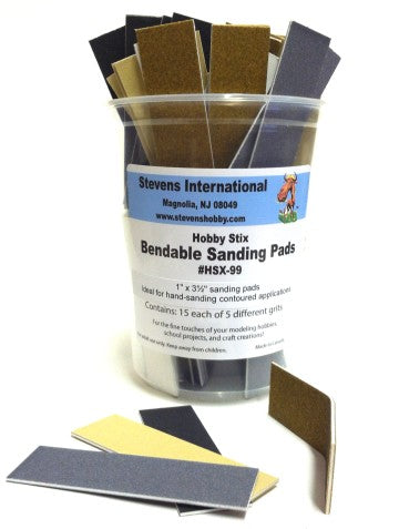 Hobby Stix 99 Hobby Stix Bendable Sanding Pads Counter Canister (15ea of 5 diff
