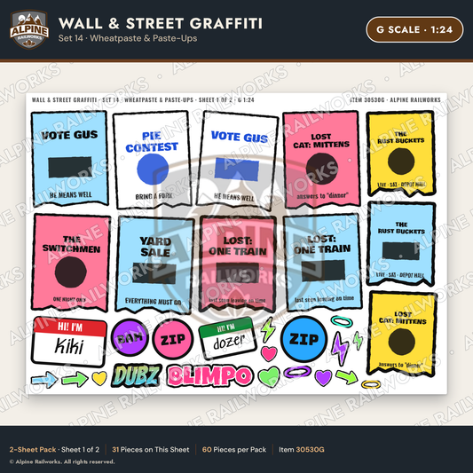 Alpine Railworks 30530G G Scale Wall & Street Graffiti Cut-Outs