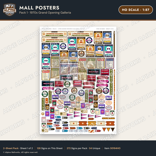 Alpine Railworks 30194HO HO Scale Mall Posters