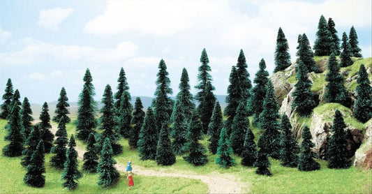 Busch 6597 N & Z Scale Push-In Pine Trees, Pack of 50