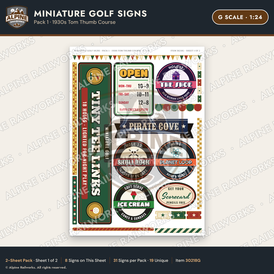 Alpine Railworks 30218G G Scale Miniature Golf Signs